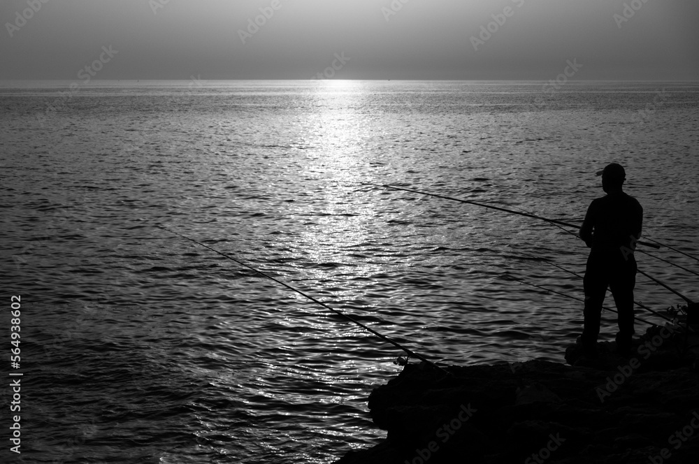 Fototapeta premium fishing at sunset