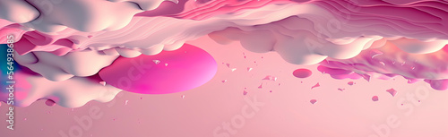Pink pastel abstract wave panoramic wallpaper. Generative AI