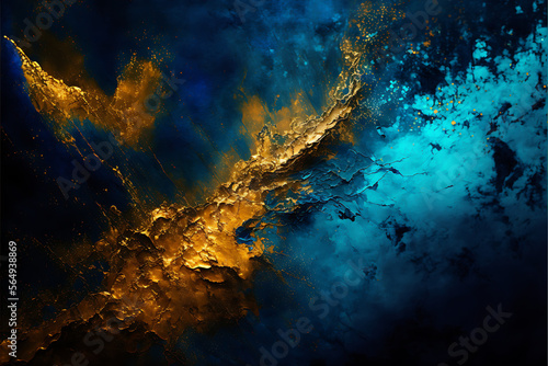  Abstract texture art grunge paint background by deep blue and gold splash texture in concept grunge, luxury, retro texture hd ultra definition © VIX