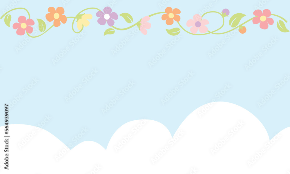 Spring bunting with flower and cloud