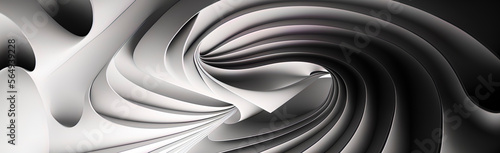 Elegant white abstract wave panoramic wallpaper. Generative AI