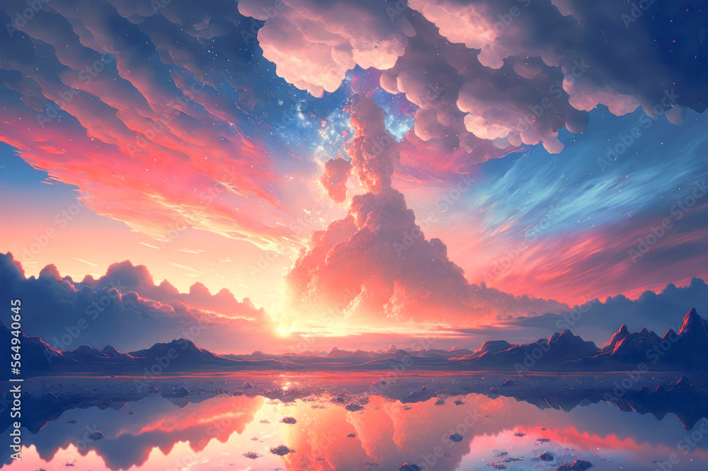 Vibrant multicolor of beautiful sky and cloud copy space background. Generative ai.