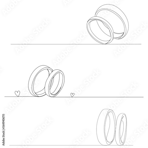 wedding rings, one continuous line drawing on a white background
