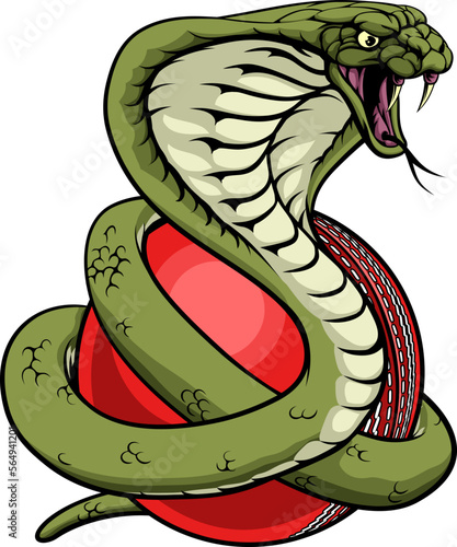 A cobra snake with a cricket ball animal sports team mascot
