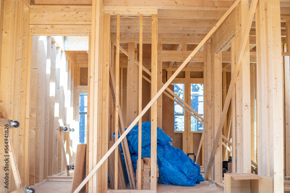 建築中の木造一戸建て住宅 建築中の木造一戸建て住宅