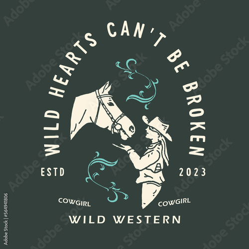 Hand drawn cowgirl illustration