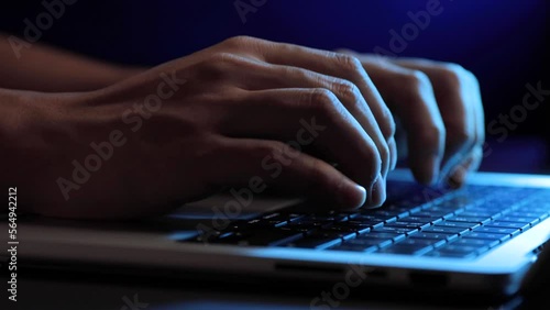 Wallpaper Mural closeup of hands typing for making analysis report or coding at night Torontodigital.ca