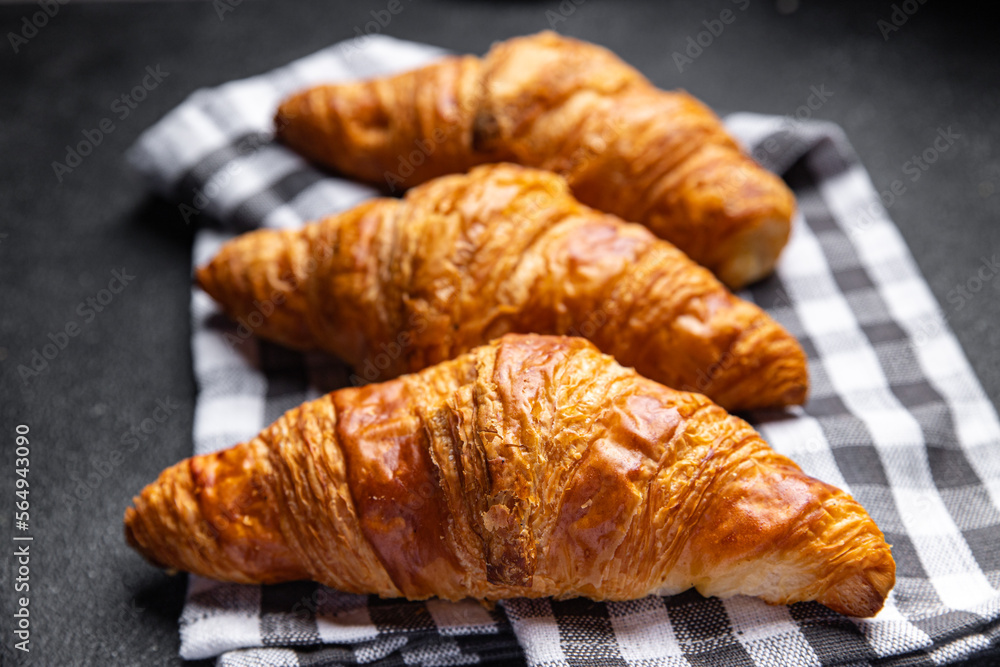fresh croissant hot pastries French cuisine meal food snack on the table copy space food background rustic top view fresh croissant hot pastries French cuisine meal food snack on the table copy space food background rustic top view