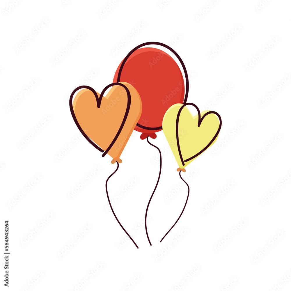 Valentines Day Balloon Doodle Illustration