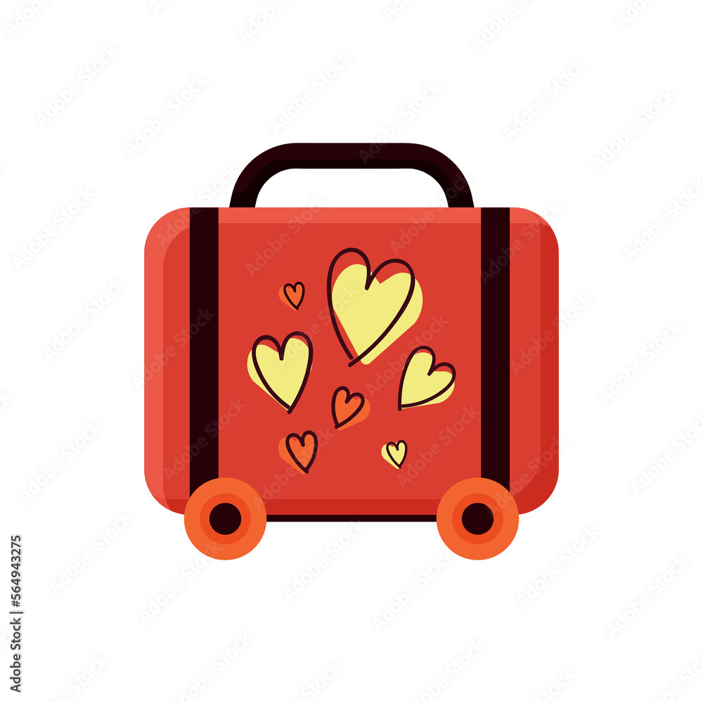 Valentines Day Travel Suitcase Doodle Illustration