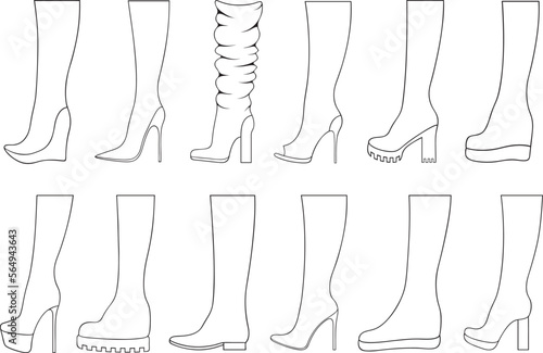 Set of different boots illustration isolated on white