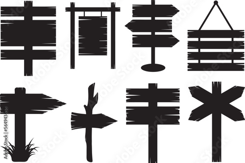 Collection of different wooden signposts isolated on white