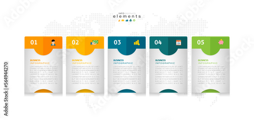 Infographic design template. timeline with icons and 5 options or steps. Can be used for process, presentations, layout, banner, web design vector illustration.