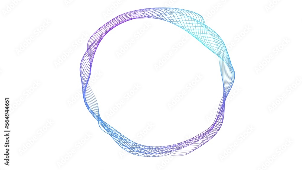 abstract circles lines wavy in round frame colorful light rainbow isolated on white background with empty space for text	 - obrazy, fototapety, plakaty 