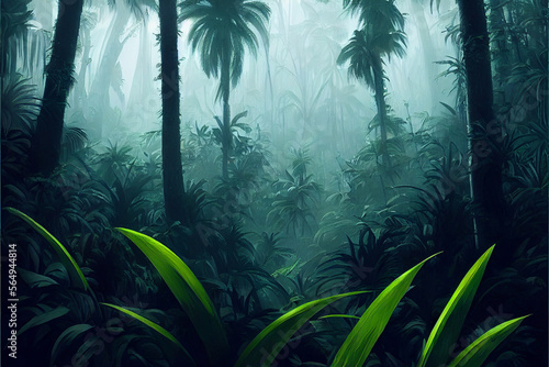 Wild and dark tropical forest Generative AI Content by Midjourney