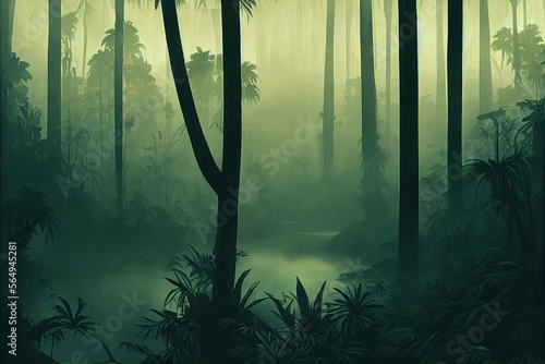 Wild and dark tropical forest Generative AI Content by Midjourney