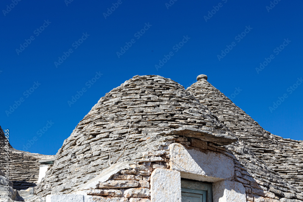 Specific stone cone roofs in the city of Alberobello