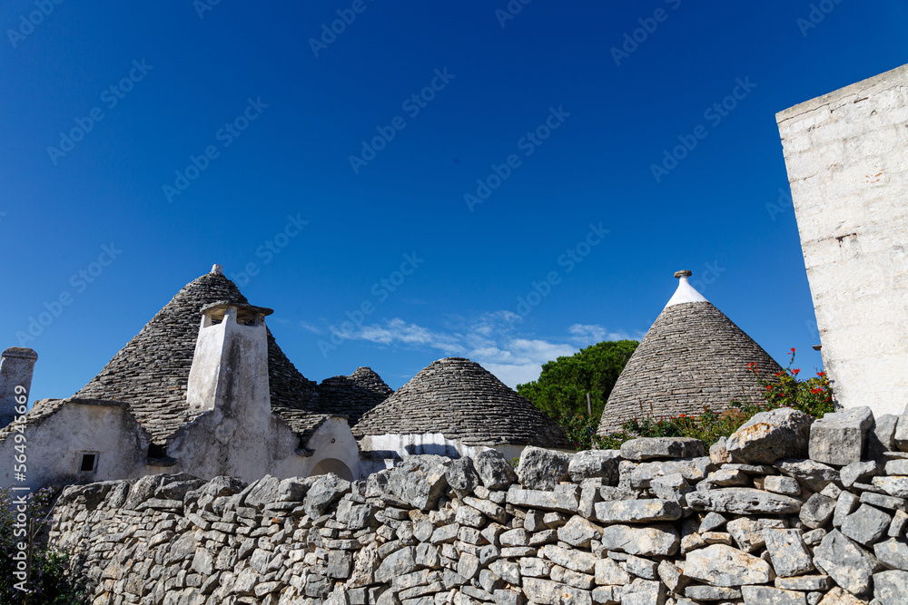 Specific stone cone roofs in the city of Alberobello