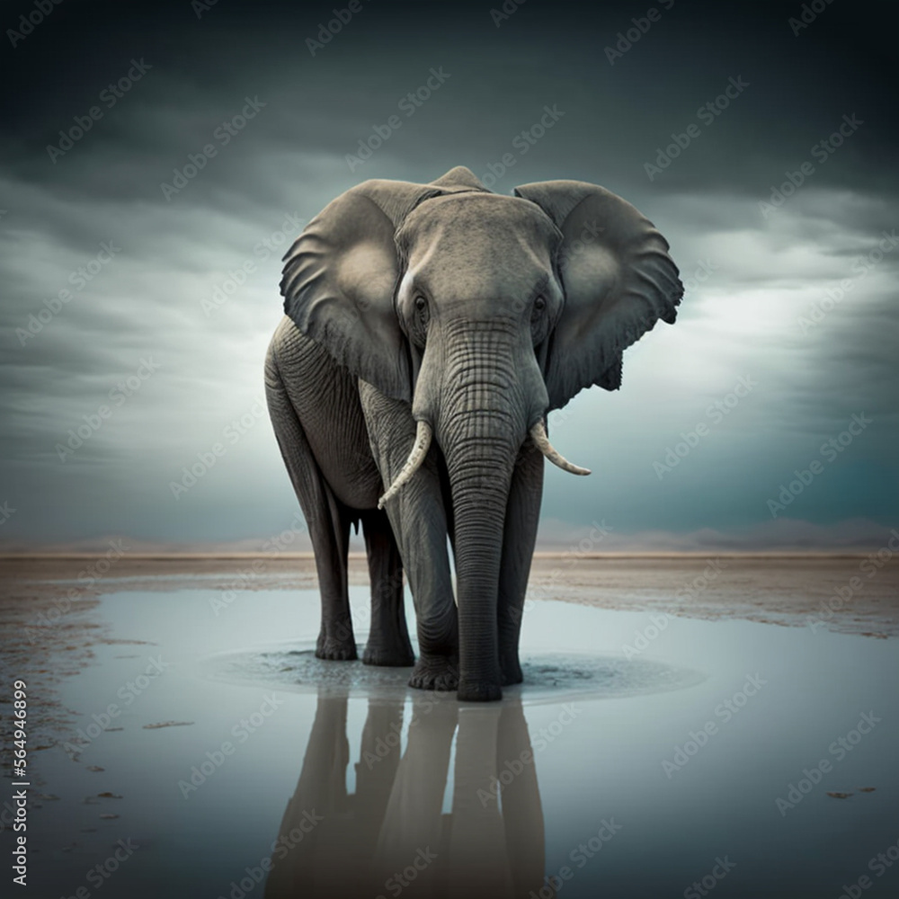 Obraz premium Beautiful Elephant in his prime (AI Generated)