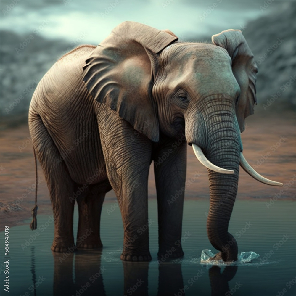 Fototapeta premium Beautiful Elephant in his prime (AI Generated)