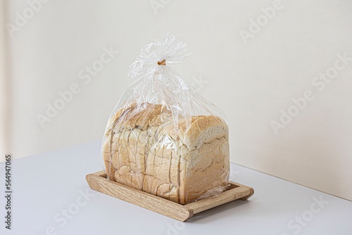 sliced bread Put a plastic bag isolated