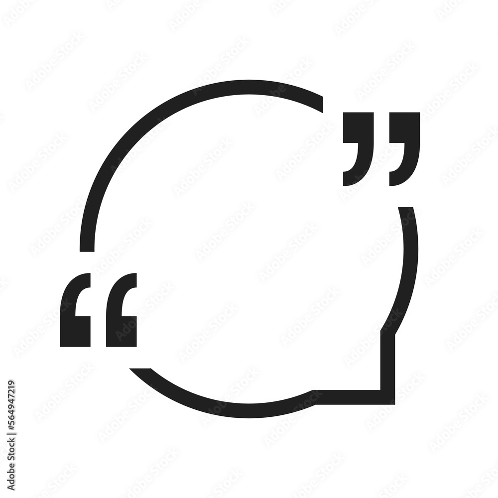 Black Quote Icon, Modern Style Speech Bubble with Quotation Marks - Vector Design Isolated on White Background Black Quote Icon, Modern Style Speech Bubble with Quotation Marks - Vector Design Isolated on White Background