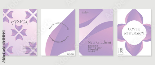 Abstract gradient Y2K style template cover vector set. Trendy gradient vibrant y2k purple color abstract geometric shape background. Design for business card, fashion, commercial, banner, poster.