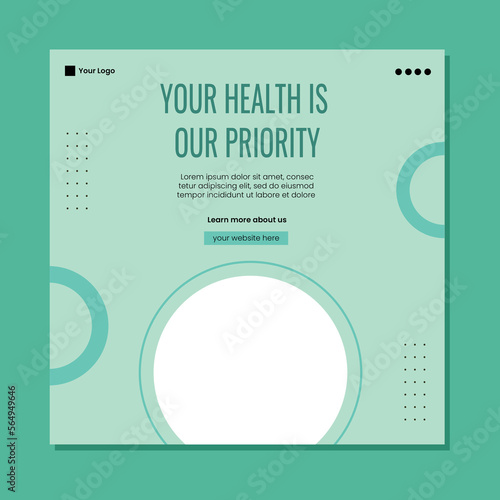 Medical healthcare service social media post template design. Hospital, doctor, clinic and dentist health business promotion flyer poster.