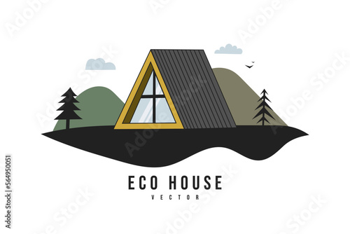 A-frame tiny house. Vector illustration in flat style