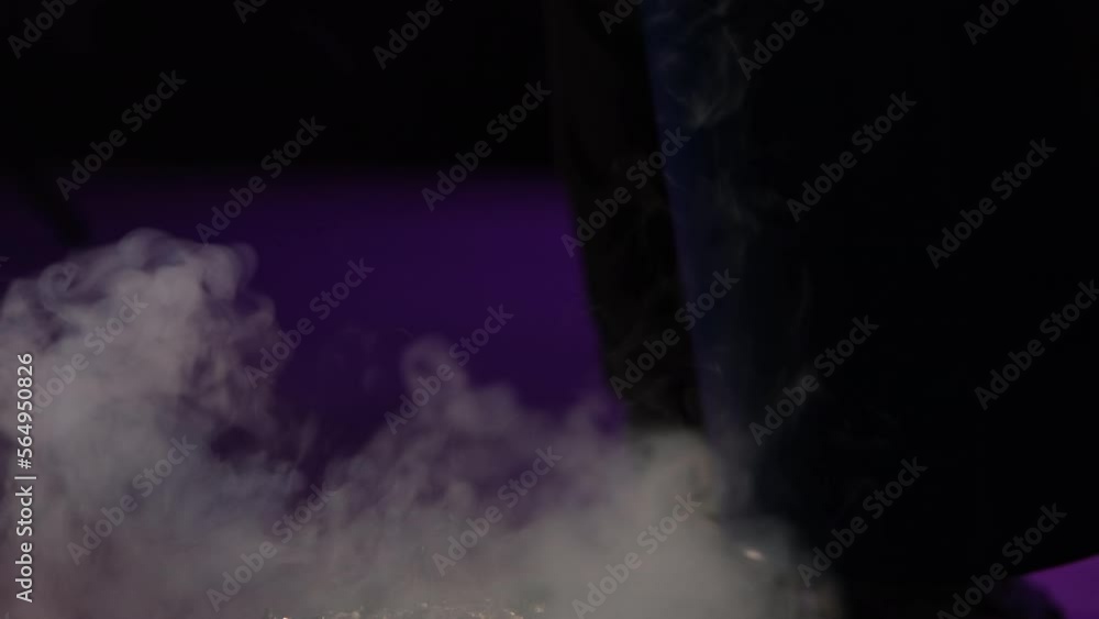 pouring liquid nitrogen, liquid nitrogen boiling, vapour, laboratory