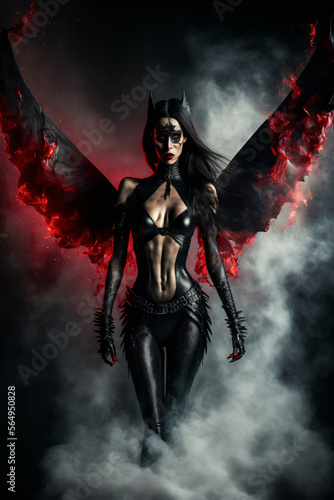 Female vampire wearing gothic dress. Designed using generative ai