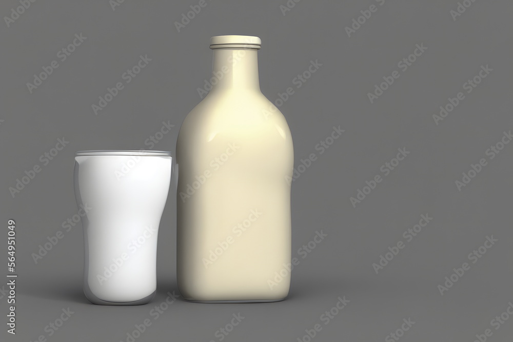 3d rendering illustration of a bottle of milk, generative ai 3d rendering illustration of a bottle of milk, generative ai