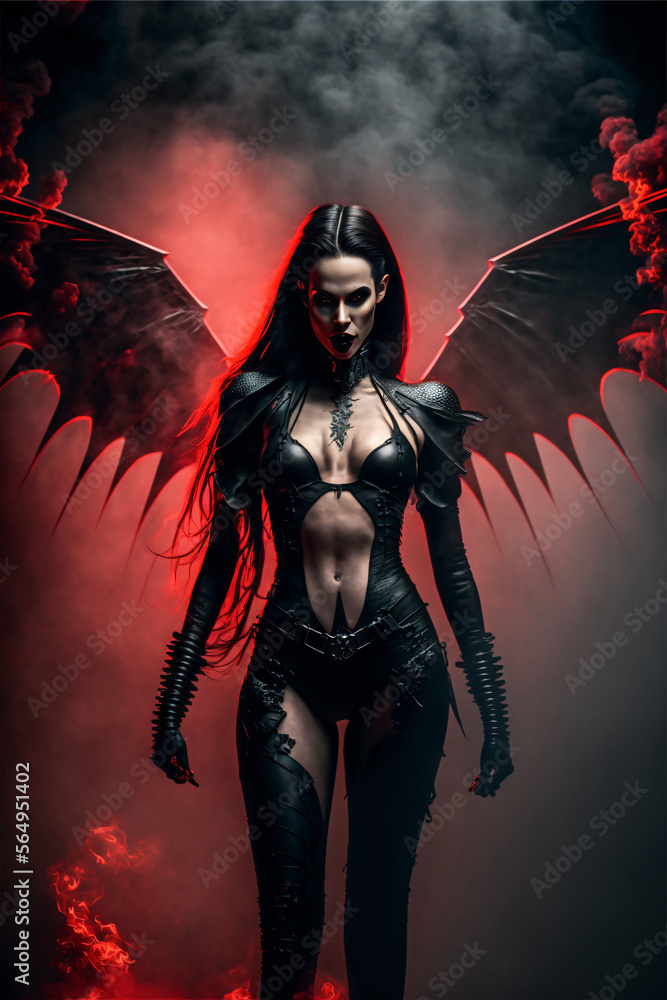 Female vampire wearing gothic dress. Designed using generative ai