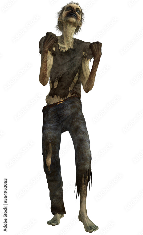 Zombie, Mumie, 3d, png, abbildung, alt, Halloween, körper, party, isoliert, hemd, Jeans, zerfetzt, zerrissen, Lumpen  