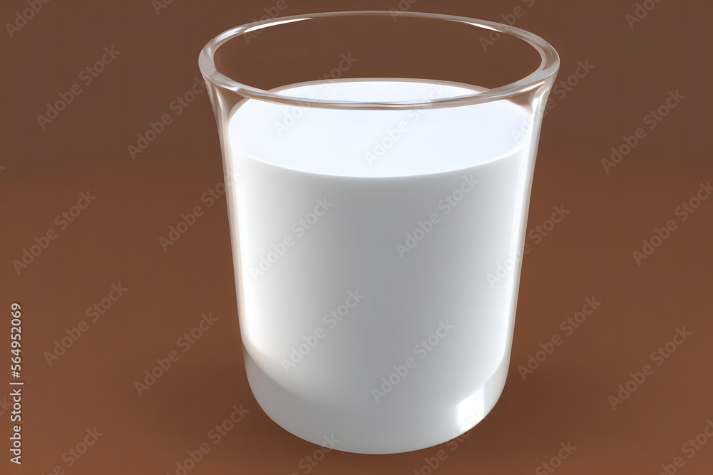 3d rendering illustration of a glass of milk, generative ai 3d rendering illustration of a glass of milk, generative ai