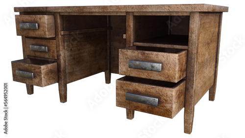 Schreibtisch alt, holz, png. 3D