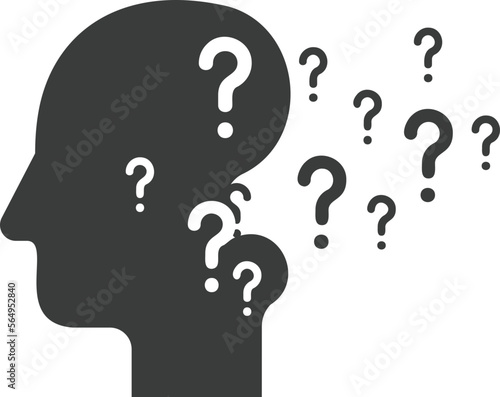 Head mind questions flat icon