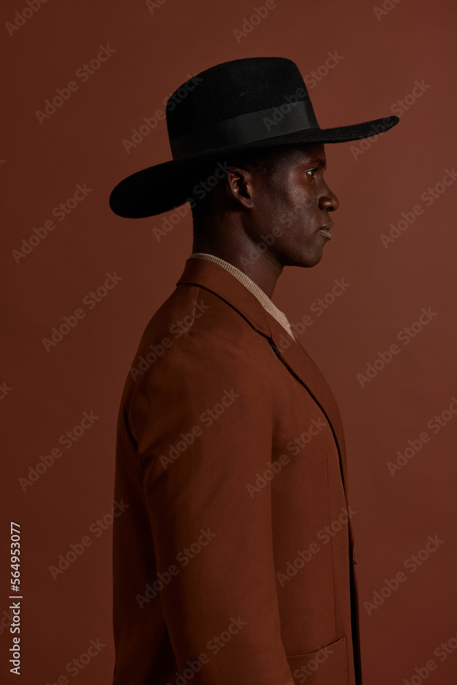 Man in stylish suit and hat Man in stylish suit and hat