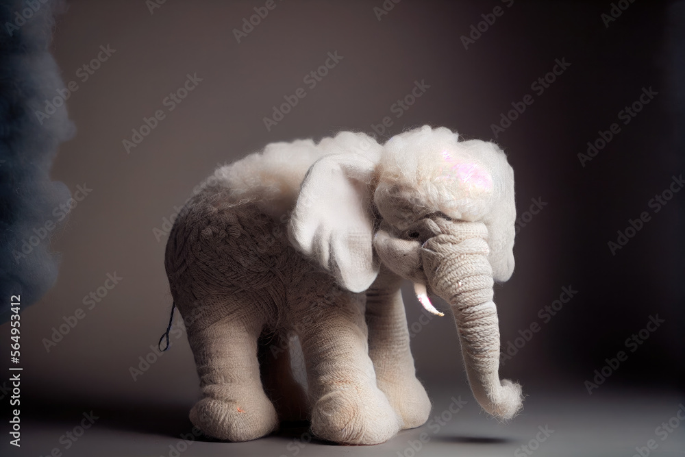A baby elephant made of cotton wool
