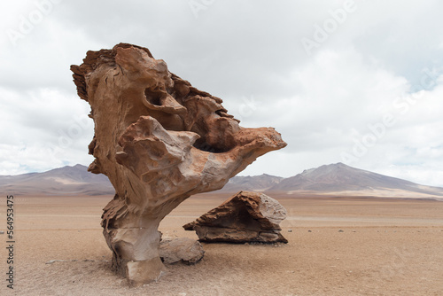 Tall rocks in the desert in Bolivia photo