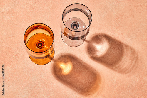 Group of colored wine glasses