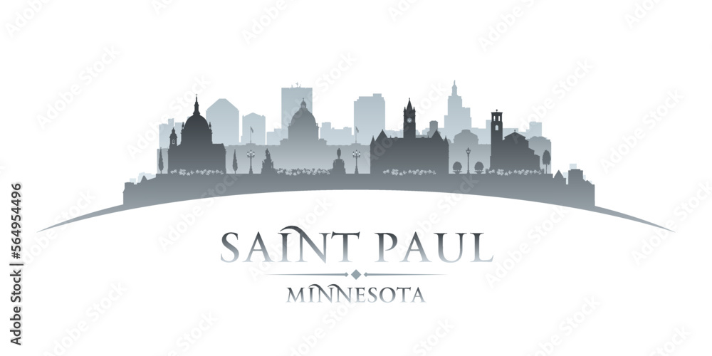 Saint Paul Minnesota city silhouette white background
