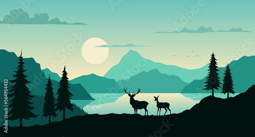 landscape with deer © Sergey