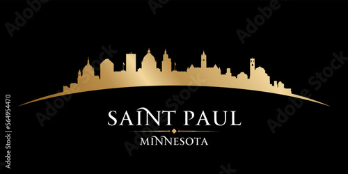 Saint Paul Minnesota city silhouette black background