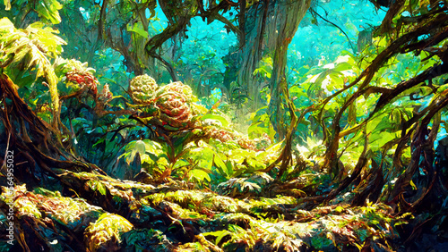 forest Mayan style ancient culture illustration art Generative AI Content by Midjourney