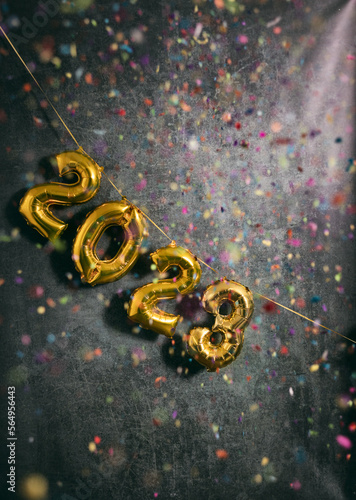 Happy 2023 New Year Background With Confetti photo