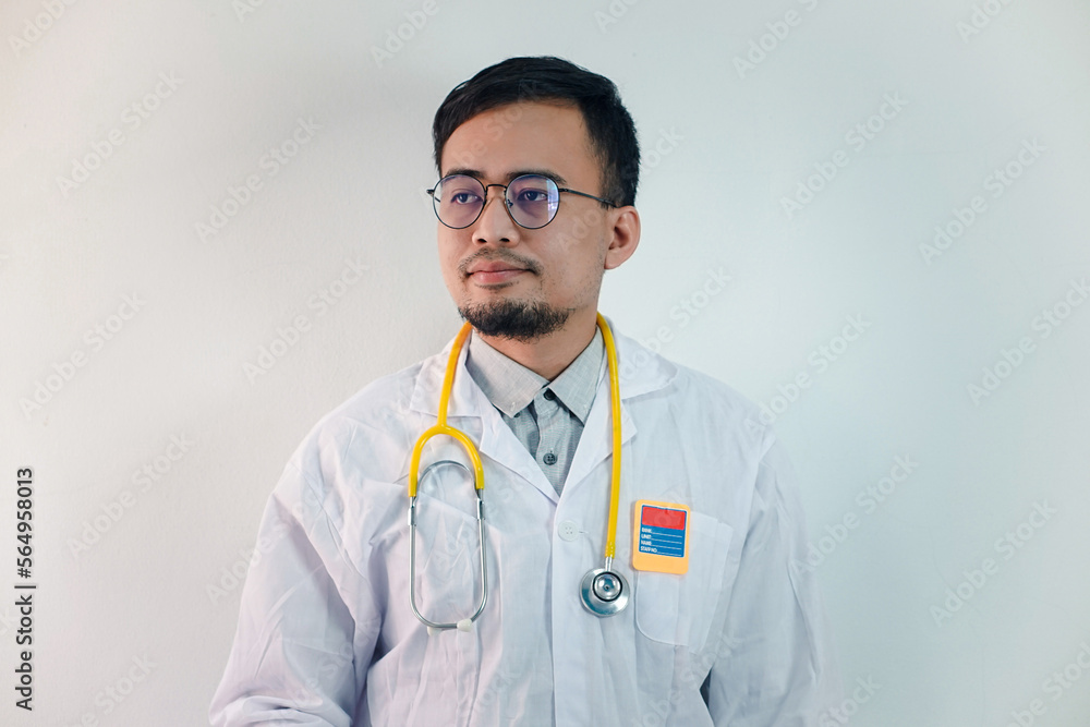 Asian man in Doctor uniform on white background in hospital
Asian man in Doctor uniform on white background in hospital