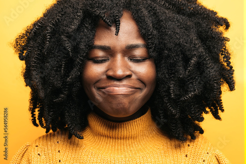 Smiling black woman with positive expression photo