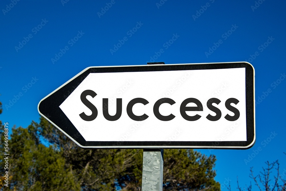 the word 'success' written on a road sign