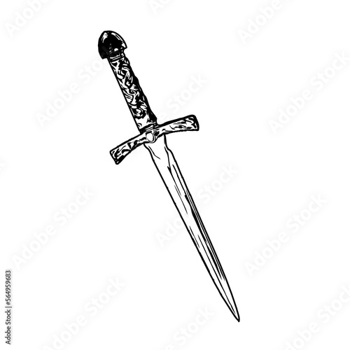 traditional weapon line sketch with transparent background